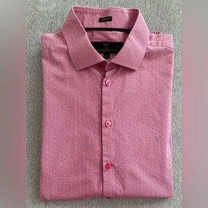 Versace Men’s Sz Large Pink/White Checked Long Sleeve Modern Fit Button Up Shirt